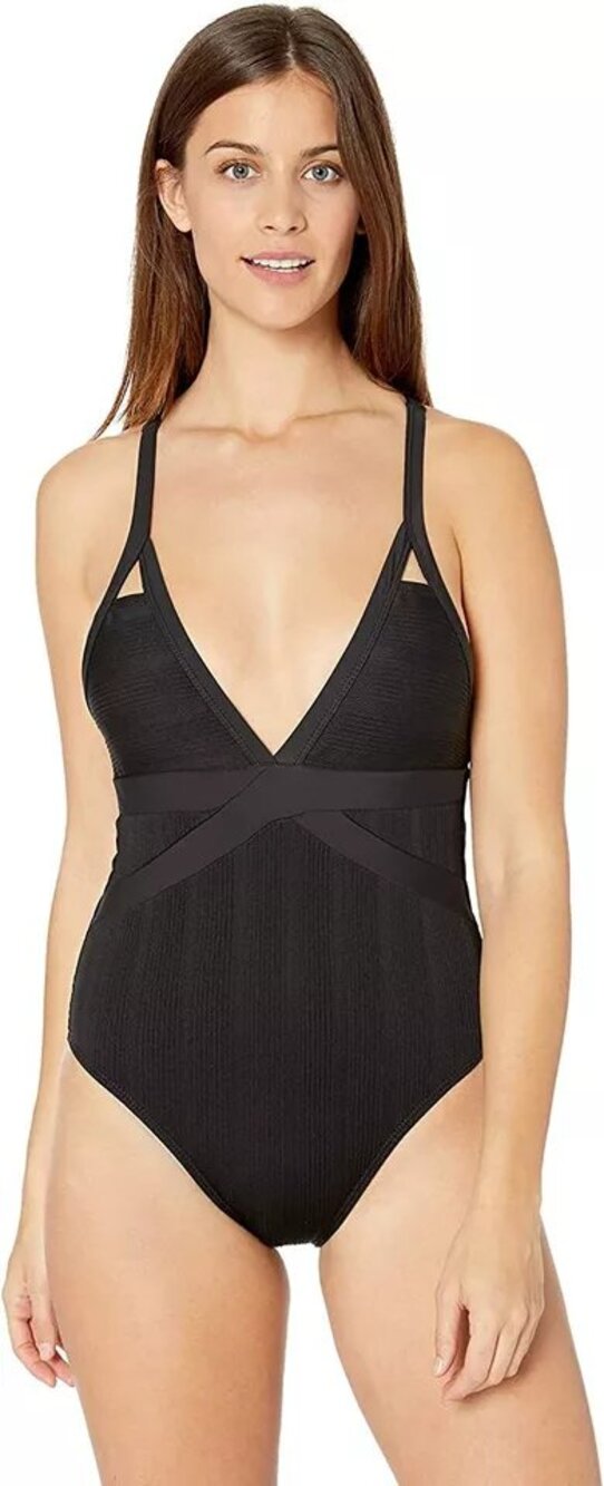 Athena Women's Fine Line Plunge One Piece Swimsuit sz - 6